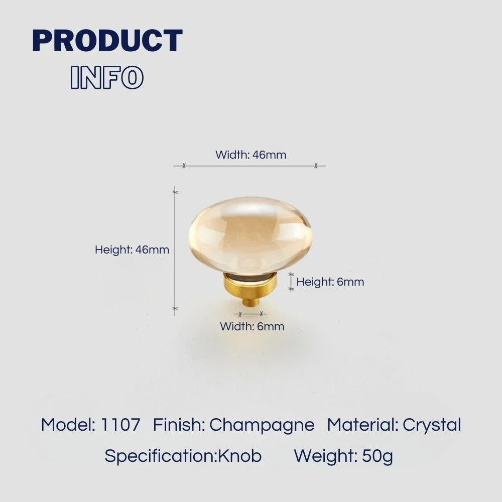 Chic Brass and Champagne Crystal Cabinet Knobs - KAHO Hardware