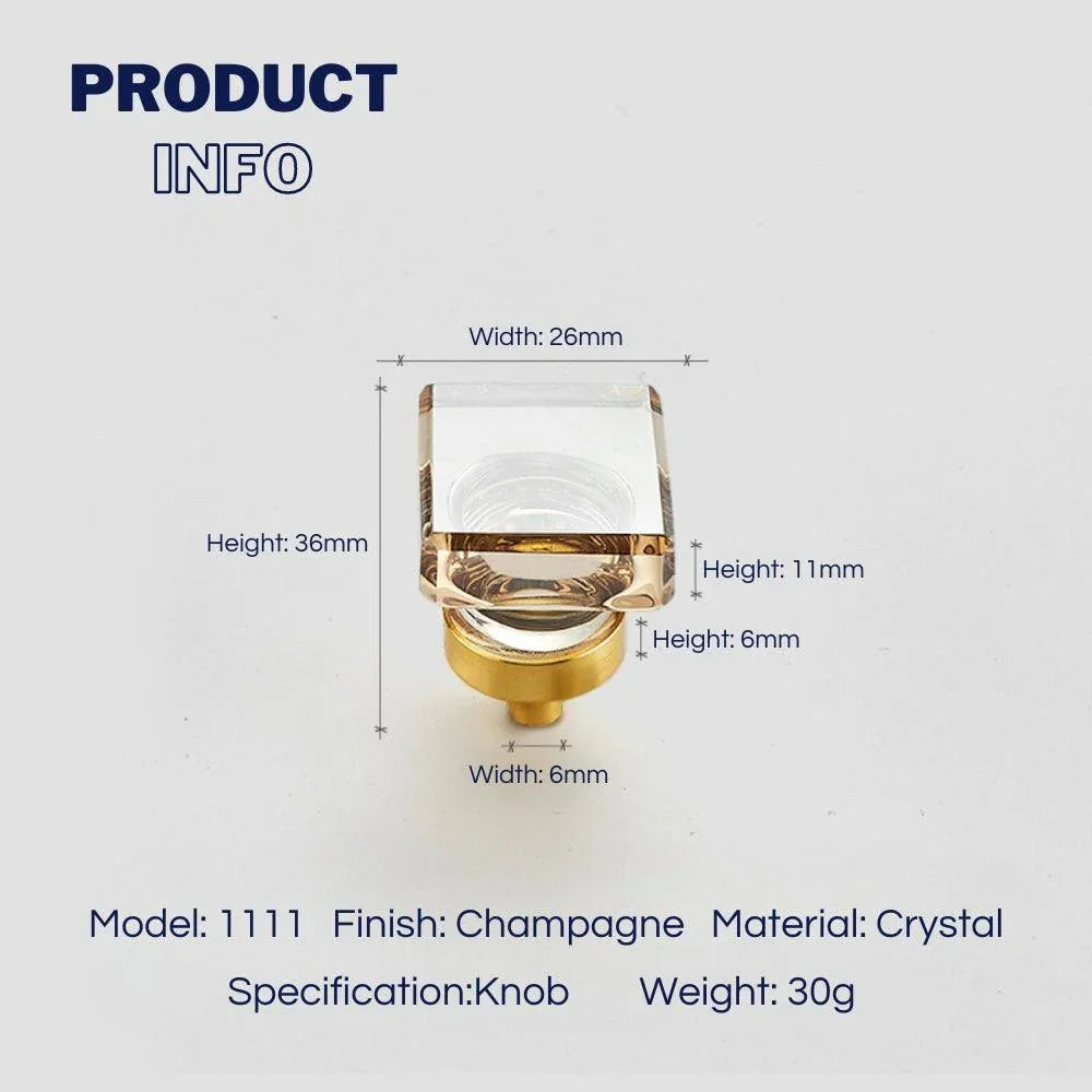 Chic Brass and Champagne Crystal Cabinet Knobs - KAHO Hardware