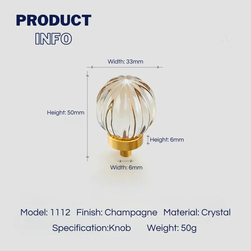 Chic Brass and Champagne Crystal Cabinet Knobs - KAHO Hardware