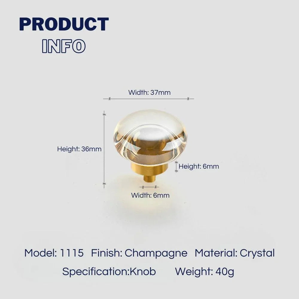 Chic Brass and Champagne Crystal Cabinet Knobs - KAHO Hardware