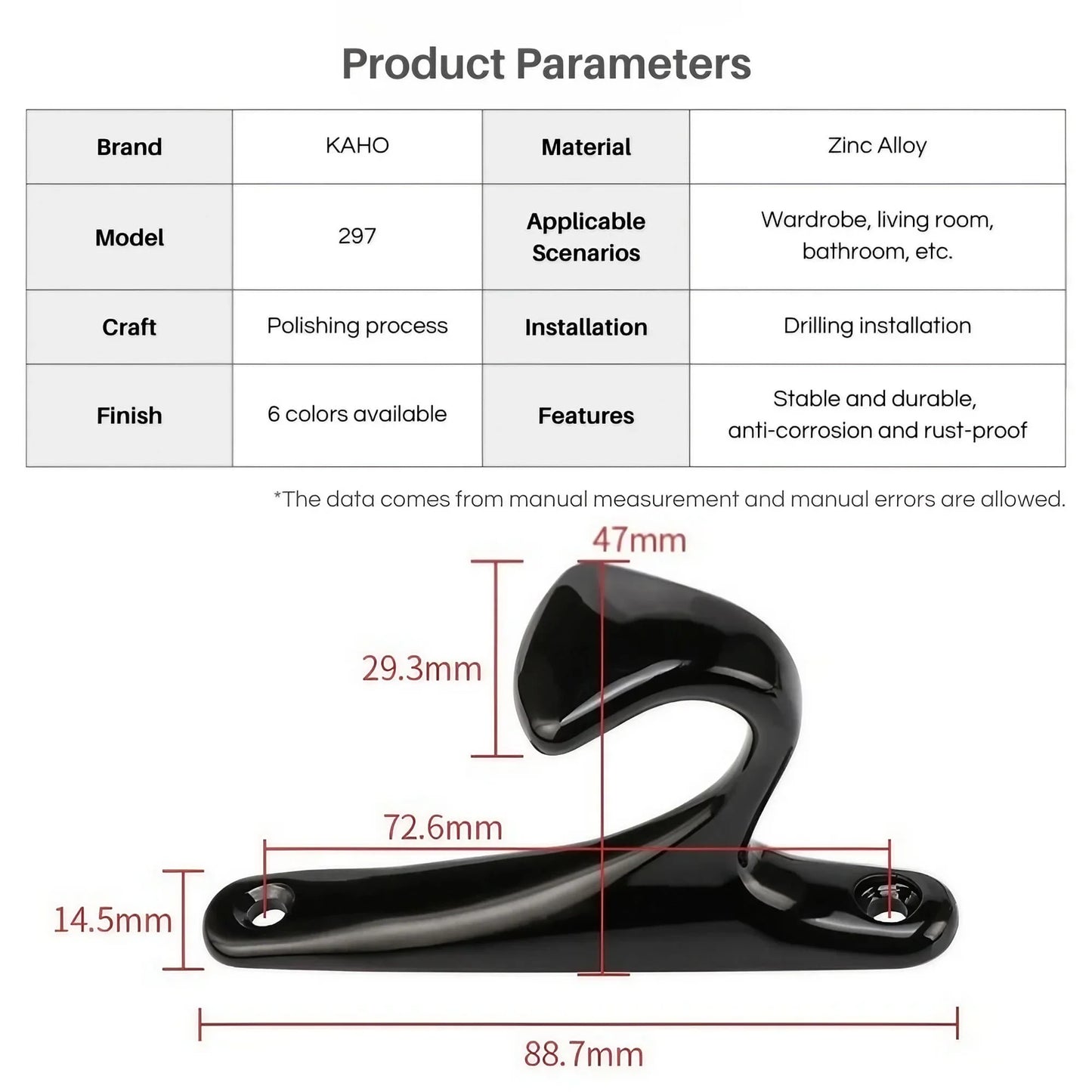 Simple Zinc Alloy Single Coat Hooks For Wall - KAHO Hardware