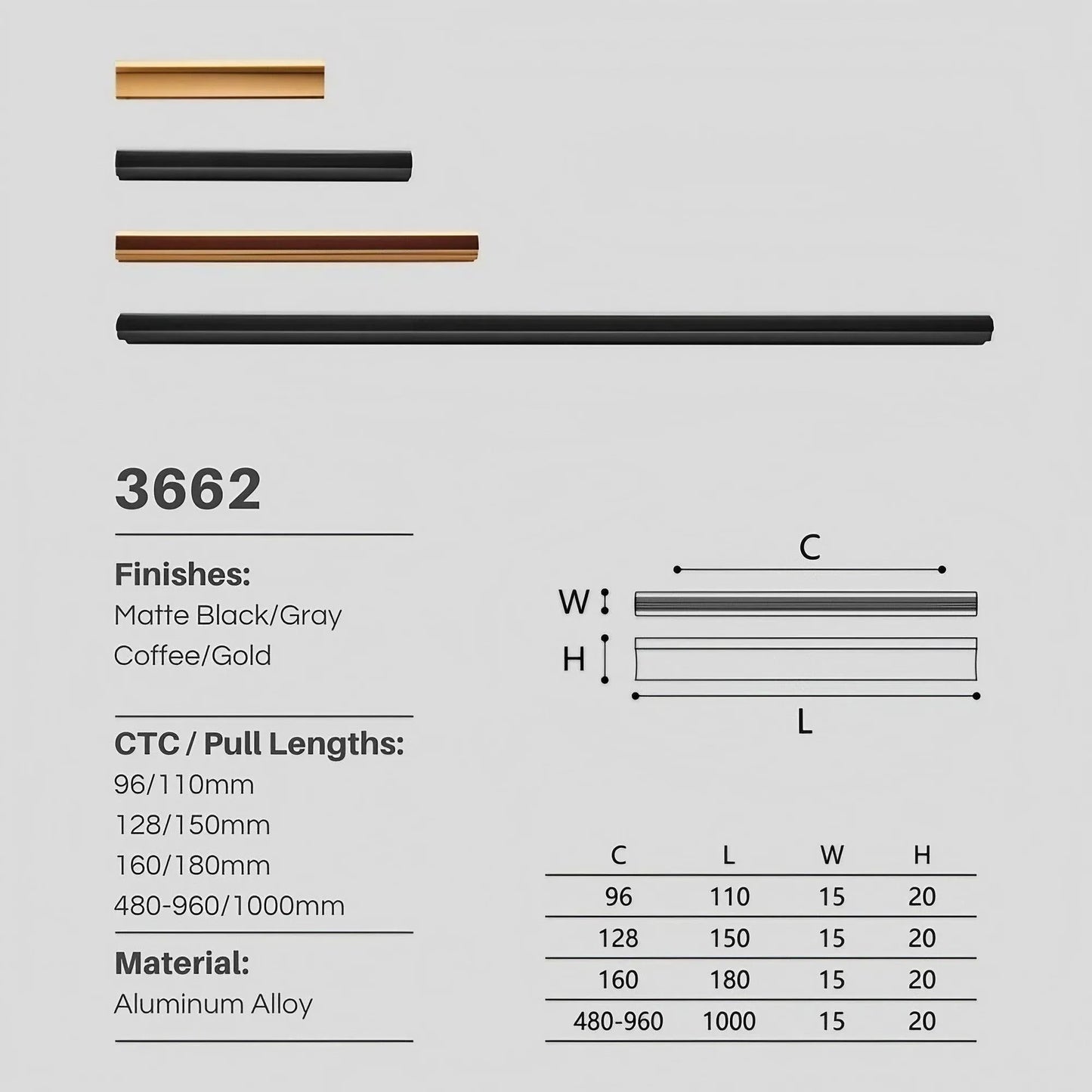 T Shaped Two-Color Extended Wardrobe Handles - KAHO Hardware