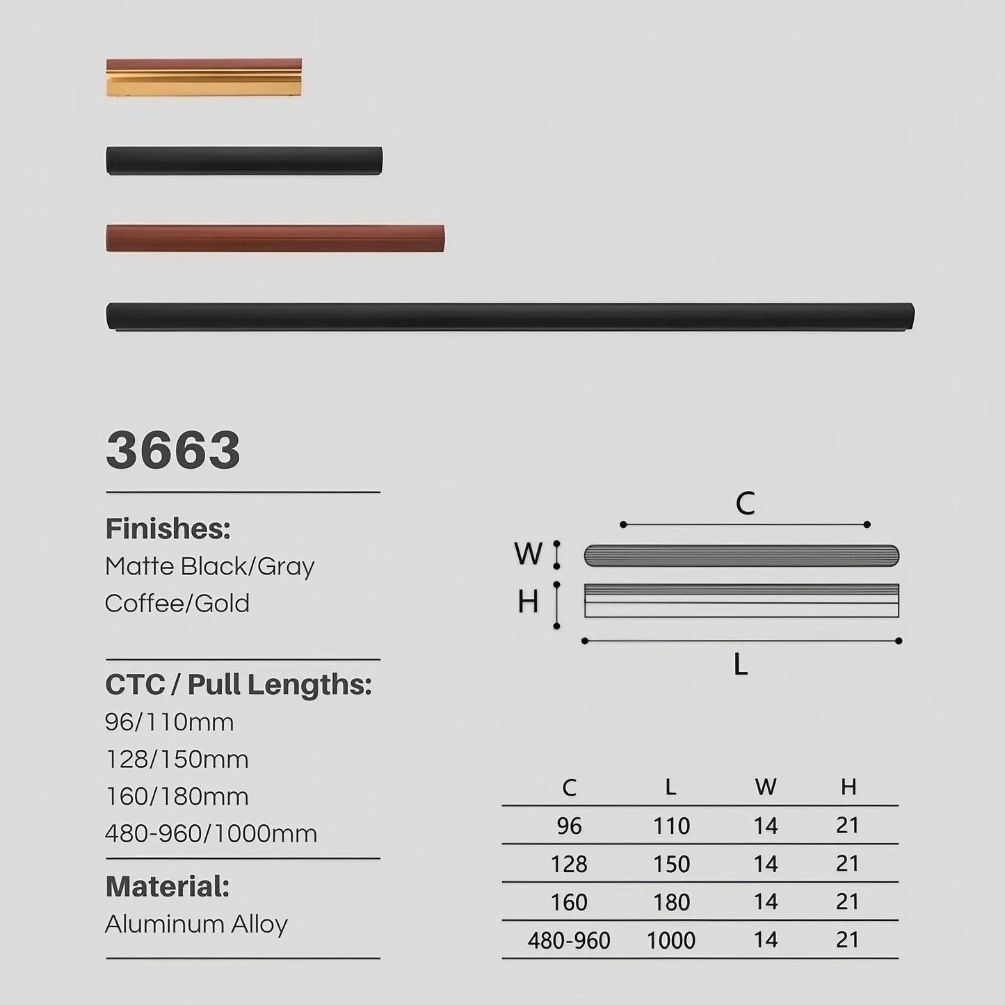 Beveled Shape Two-Color Long Wardrobe Handles - KAHO Hardware