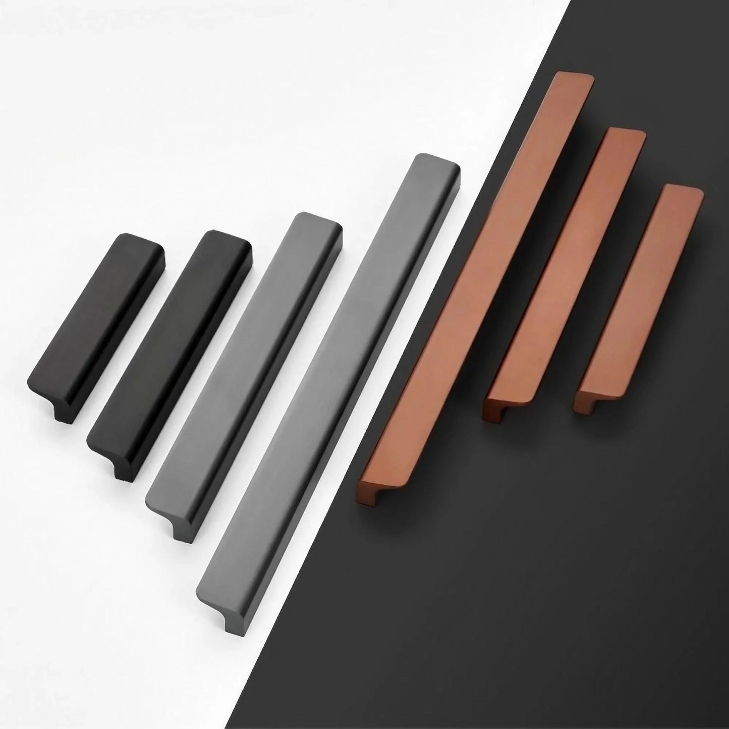 Minimalist F-Shaped Long Cabinet Handles Drawer Pulls - KAHO Hardware