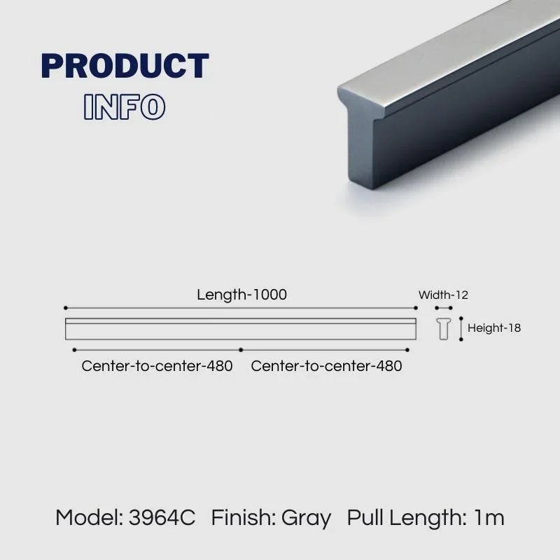 Extended Cupboard Door Handles Solid Space Aluminum Alloy Pulls - KAHO Hardware