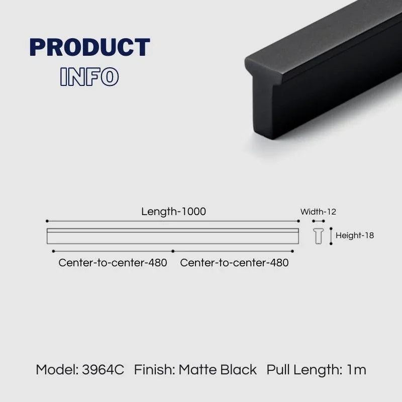 Extended Cupboard Door Handles Solid Space Aluminum Alloy Pulls - KAHO Hardware