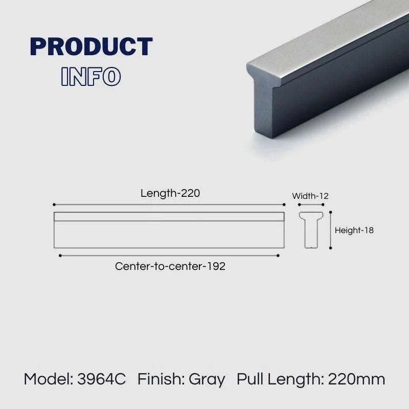 Extended Cupboard Door Handles Solid Space Aluminum Alloy Pulls - KAHO Hardware