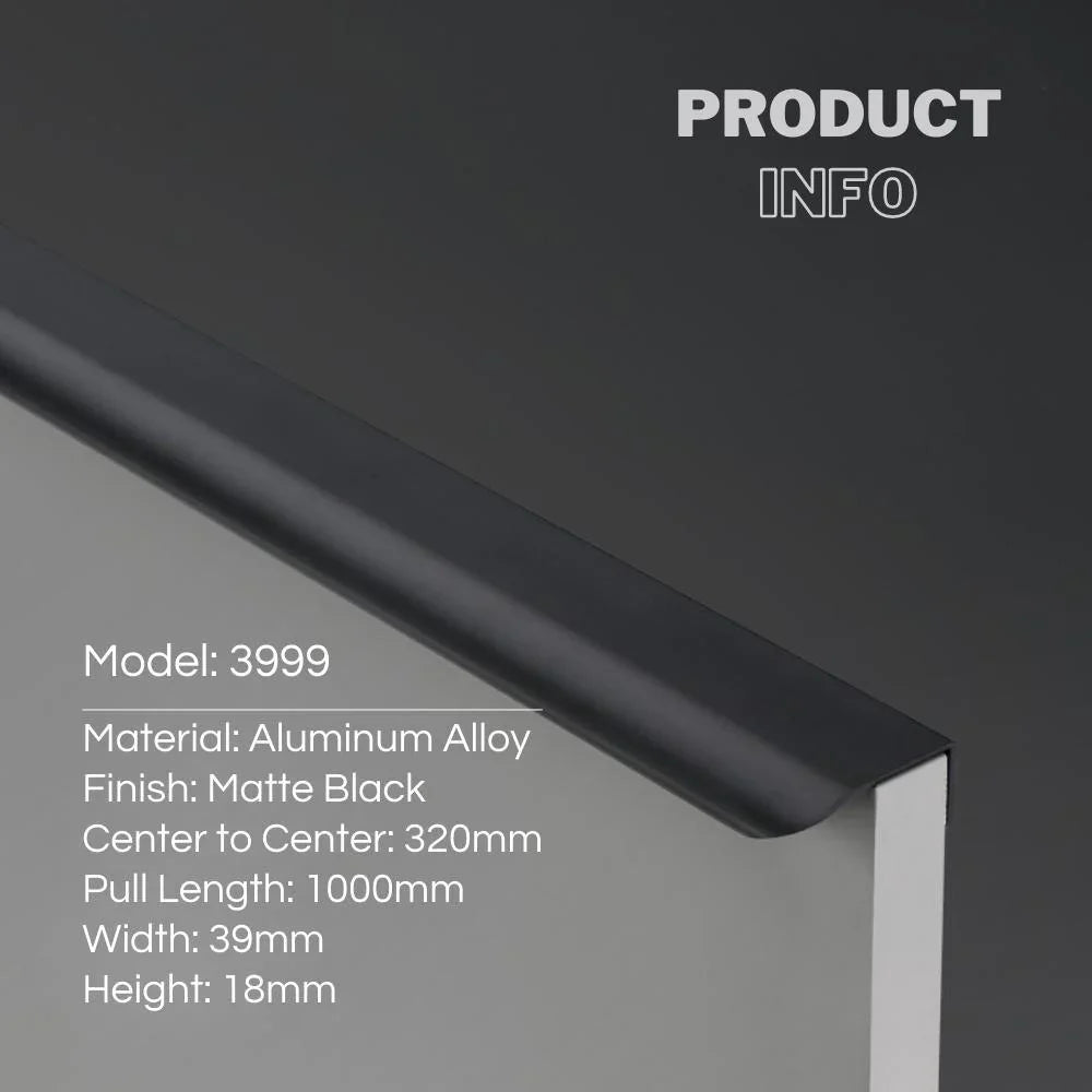 Matte Black Cabinet Edge Pulls 320mm