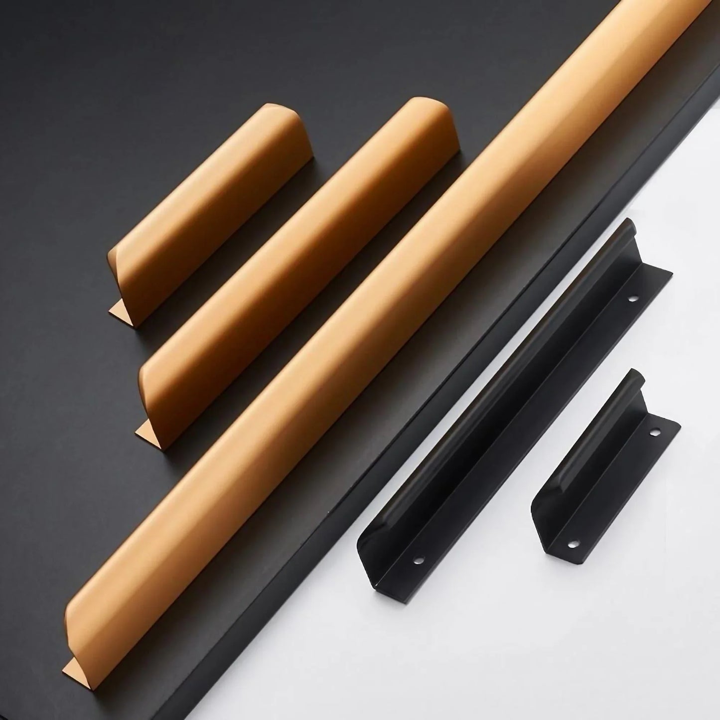 Matte Black & Gold Cabinet Edge Pulls