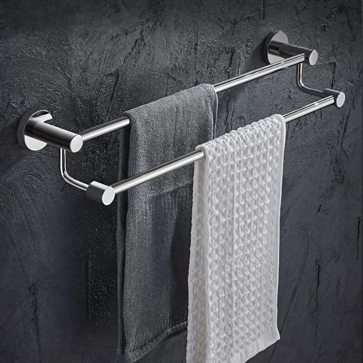 Wall-Mounted Stainless Steel Double Towel Bar - KAHO Hardware