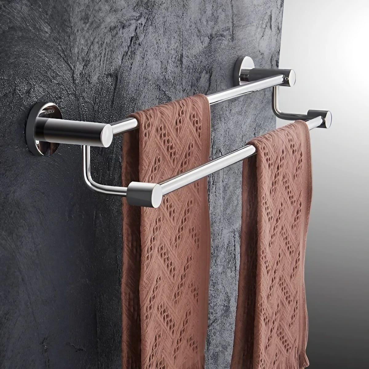 Wall-Mounted Stainless Steel Double Towel Bar - KAHO Hardware