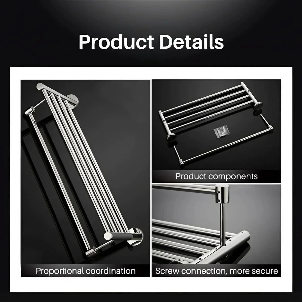 Wall-Mounted Stainless Steel Towel Rack Bathroom - KAHO Hardware