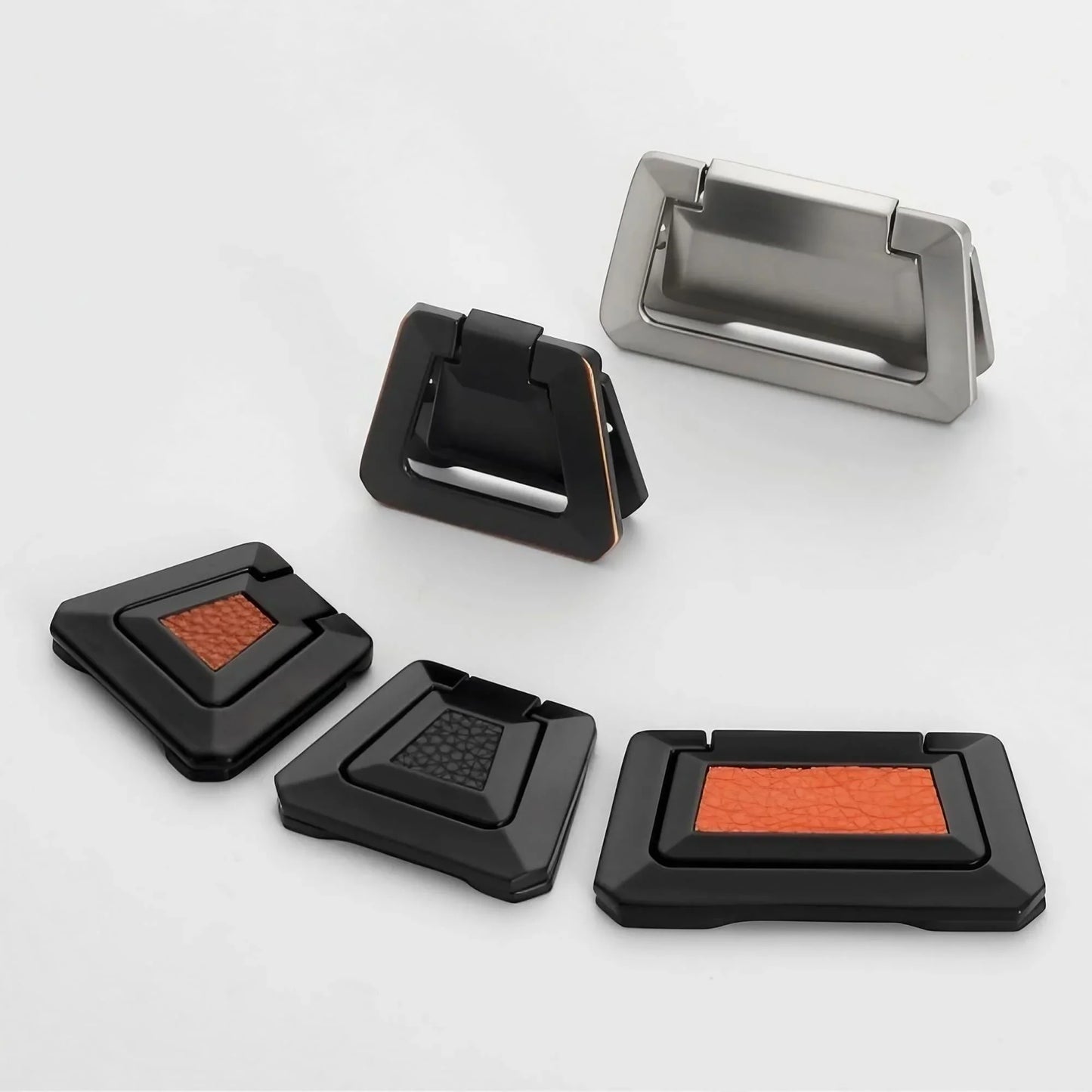 Drawer Concealed Buckle Flat Cabinet Handles in Leather Texture - KAHO Hardware