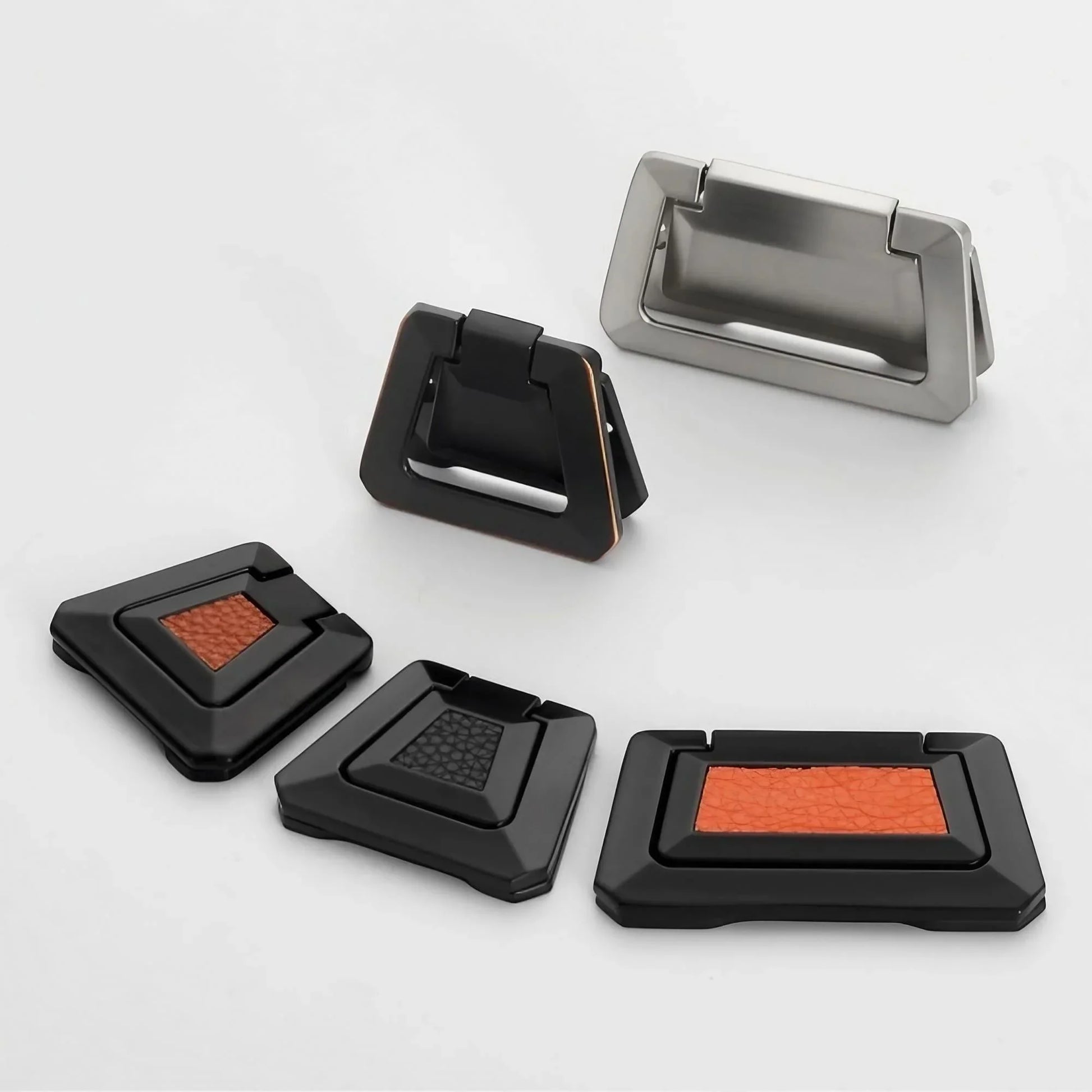 Drawer Concealed Buckle Flat Cabinet Handles in Leather Texture - KAHO Hardware