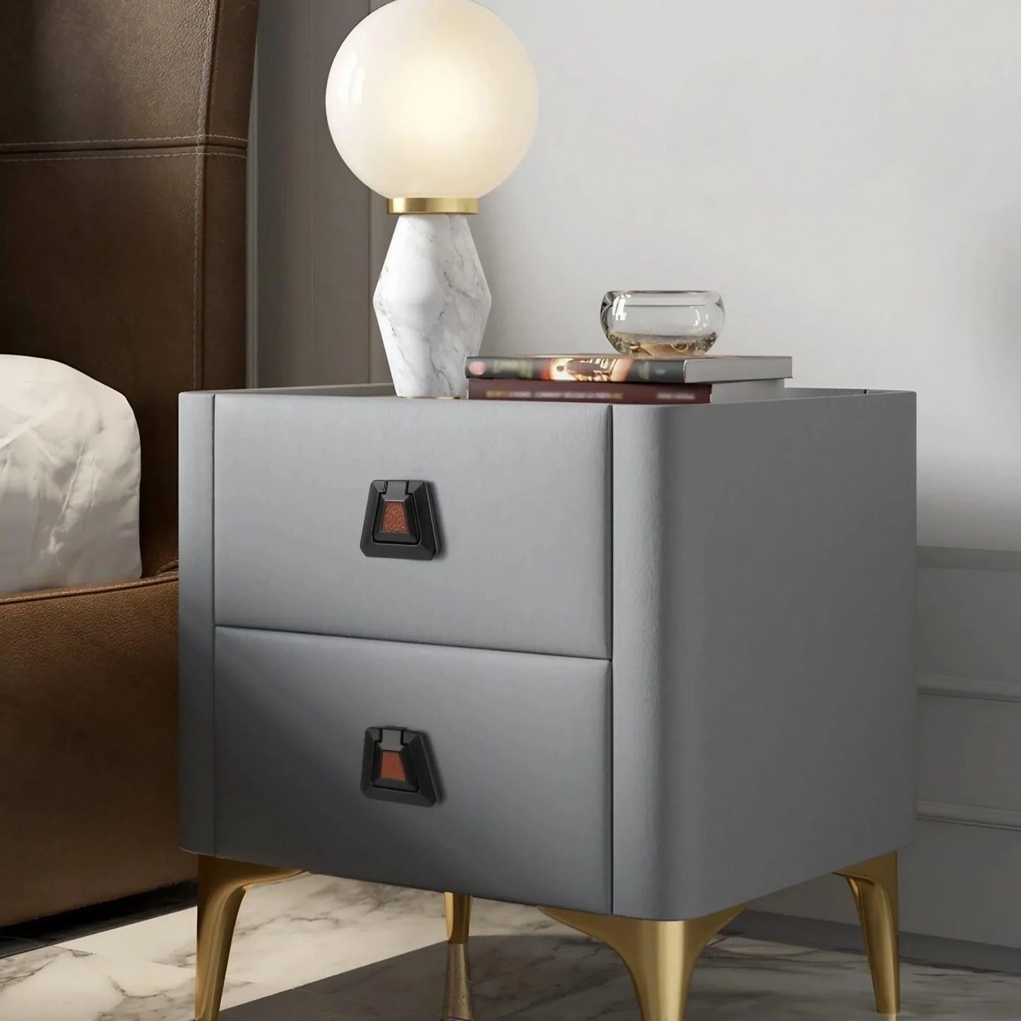 Drawer Concealed Buckle Flat Cabinet Handles in Leather Texture - KAHO Hardware