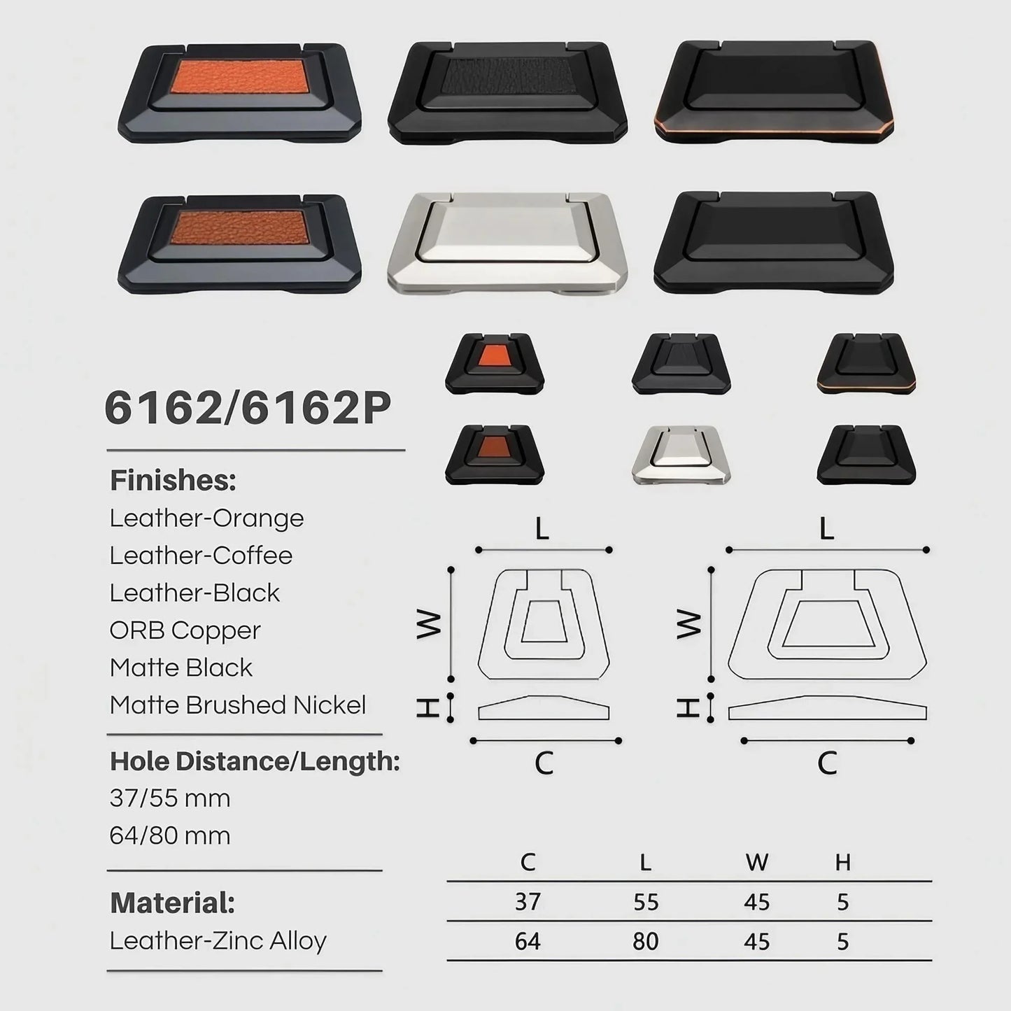 Drawer Concealed Buckle Flat Cabinet Handles in Leather Texture - KAHO Hardware