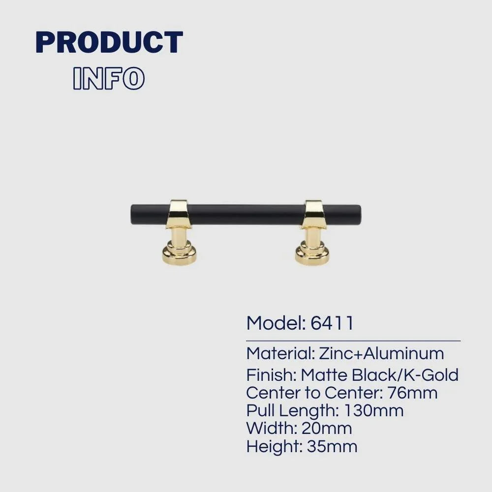 Luxury Black Gold T Bar Cabinet Pulls - KAHO Hardware
