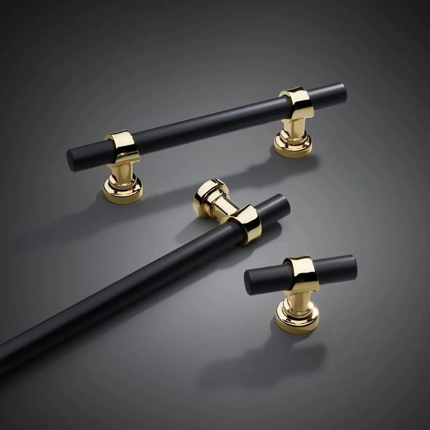 Luxury Black Gold T Bar Cabinet Pulls - KAHO Hardware