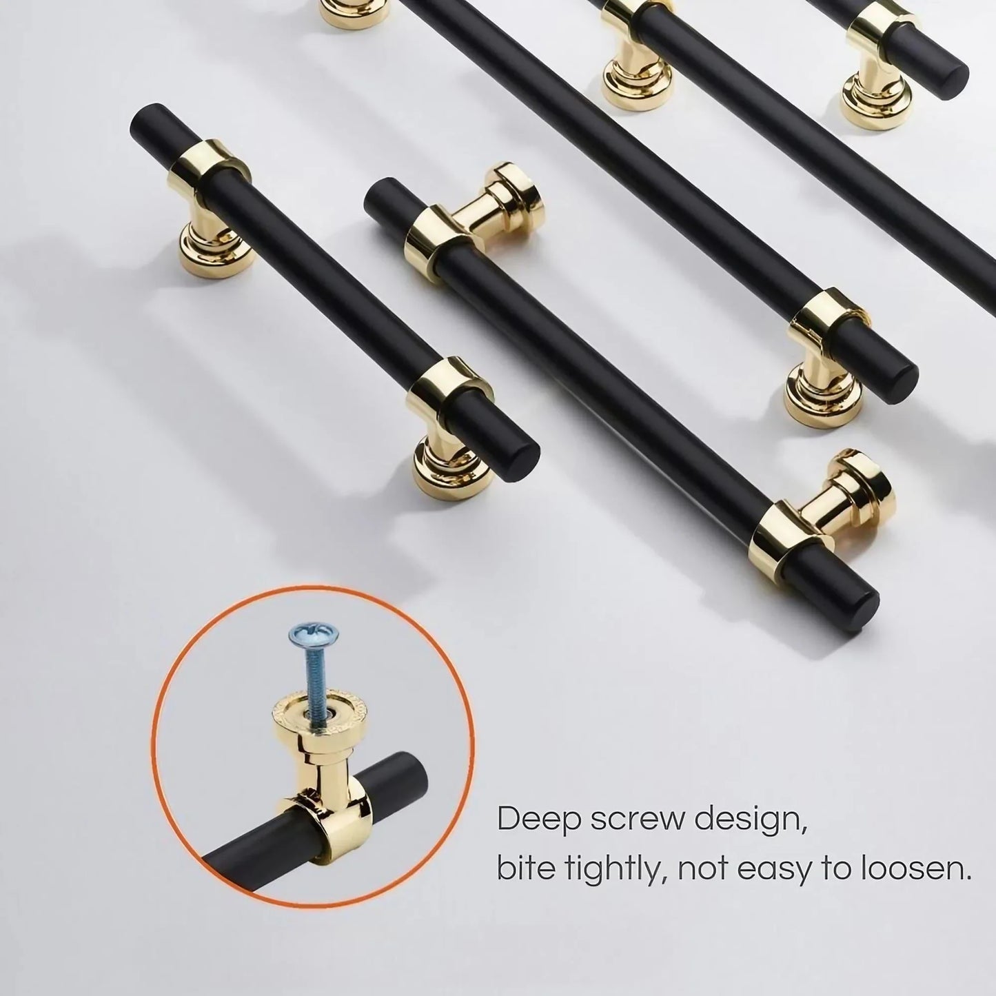 Luxury Black Gold T Bar Cabinet Pulls - KAHO Hardware