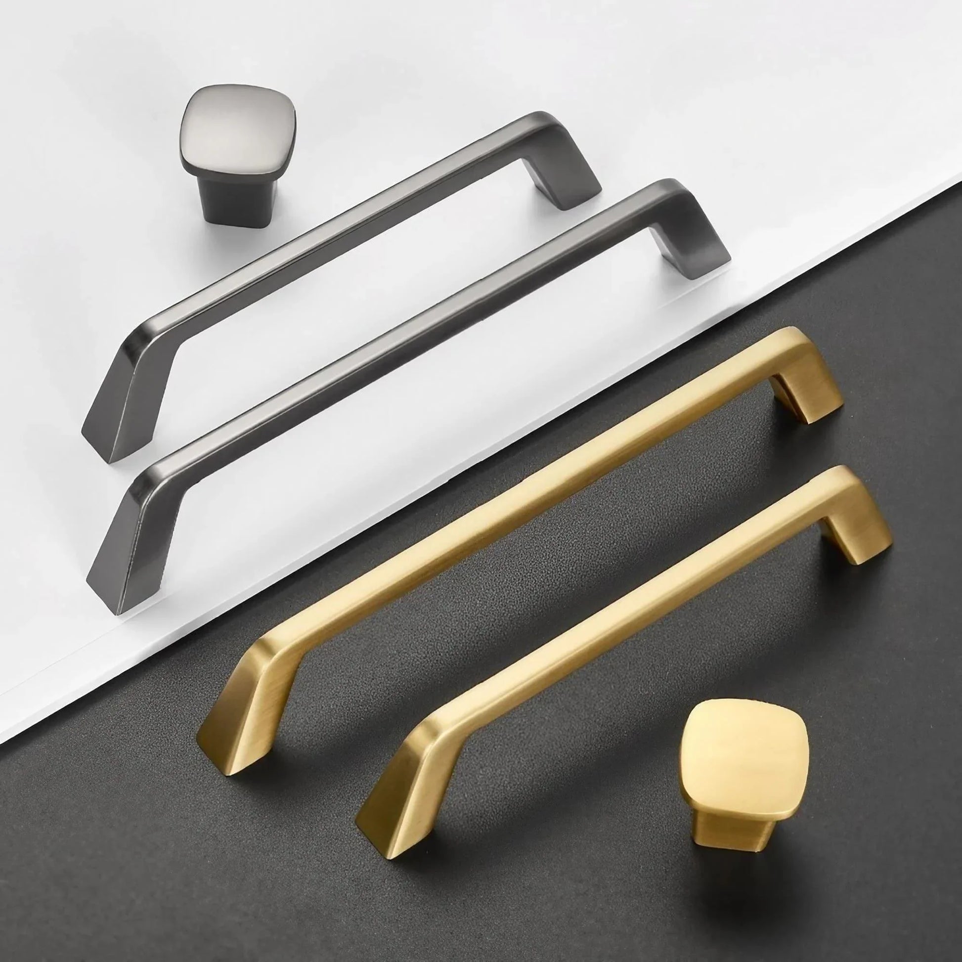 Unique Brushed Nickel Cabinet Pulls Square Drawer Knobs - KAHO Hardware