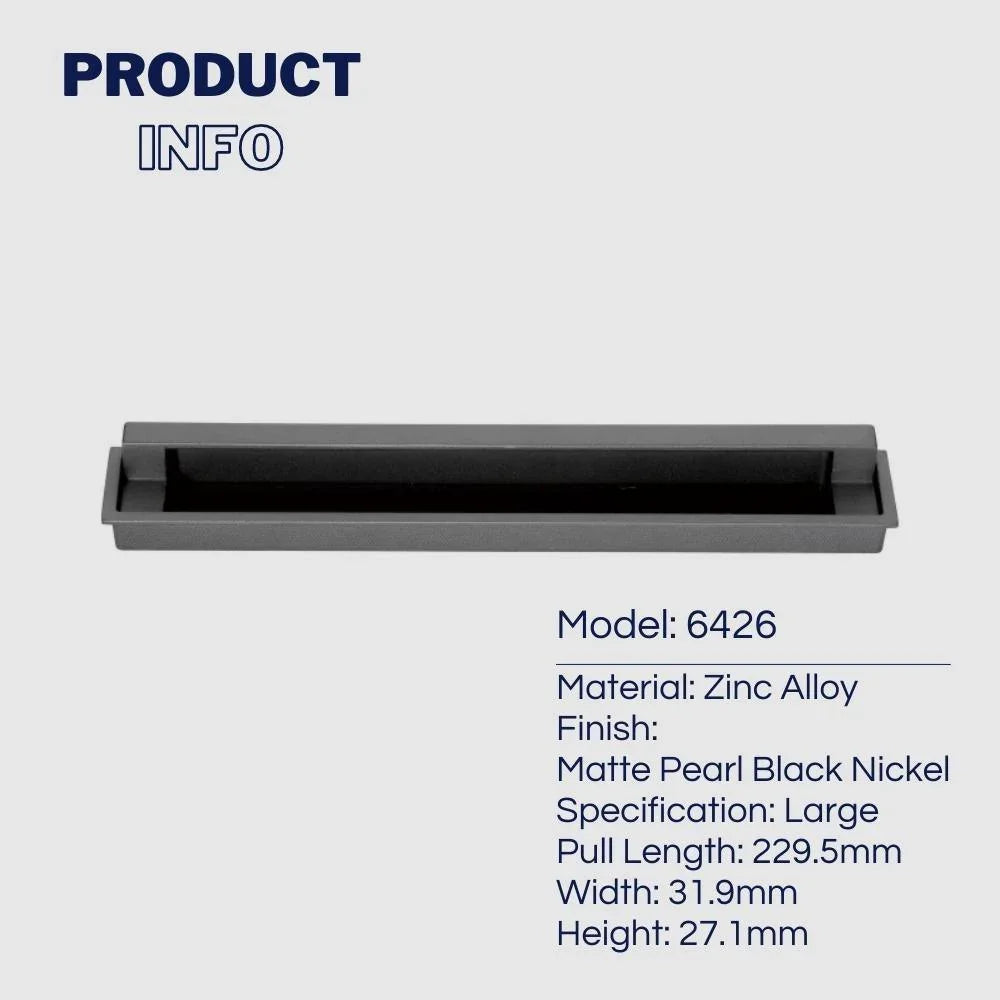 Modern Recessed Cabinet Pulls Matte Pearl Black Nickel - KAHO Hardware