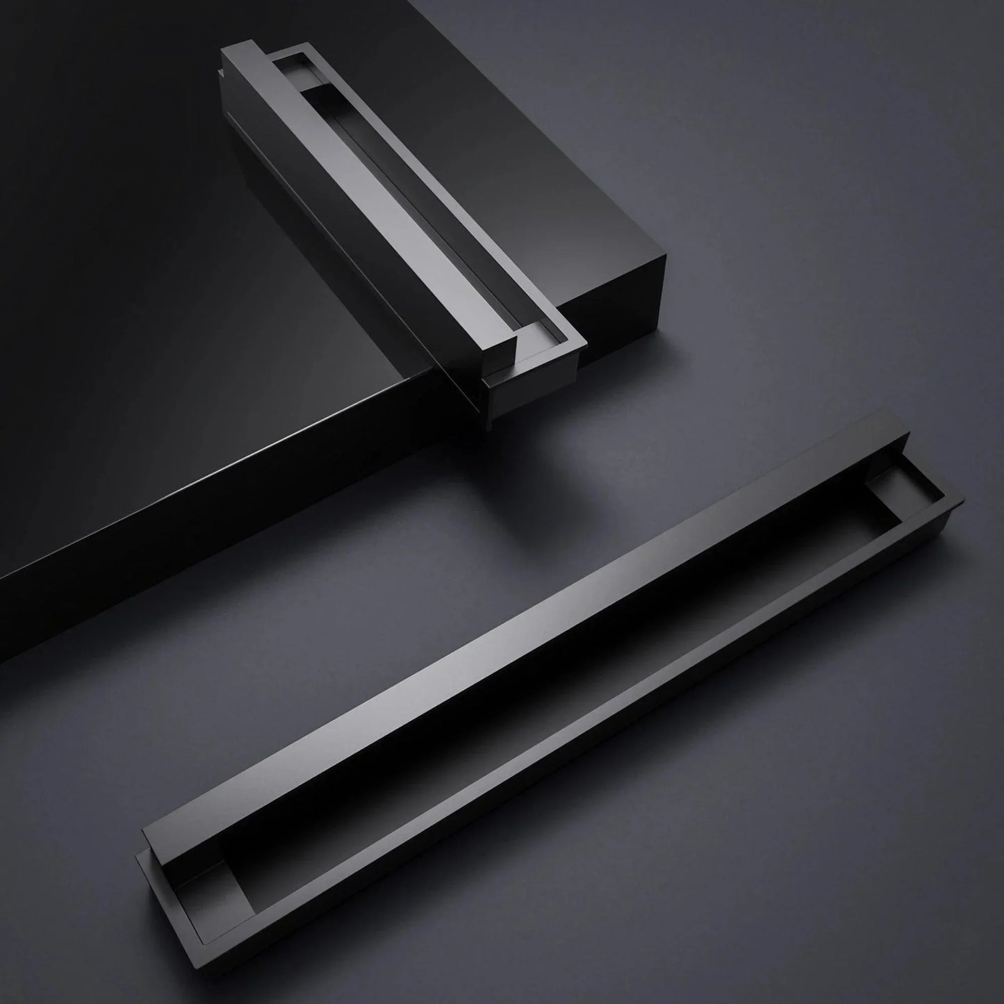 Modern Recessed Cabinet Pulls Matte Pearl Black Nickel - KAHO Hardware
