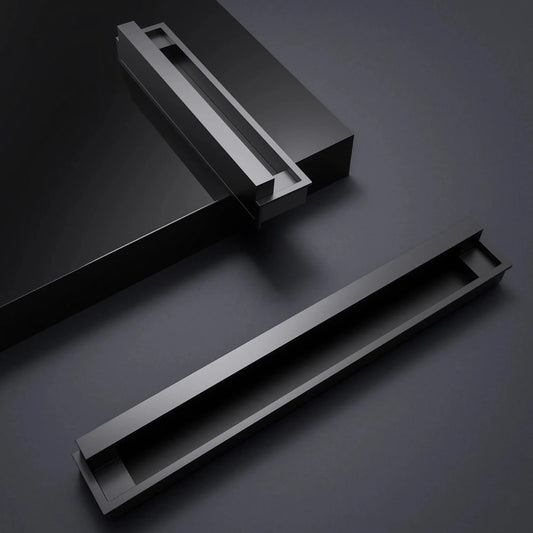 Modern Recessed Cabinet Pulls Matte Pearl Black Nickel - KAHO Hardware