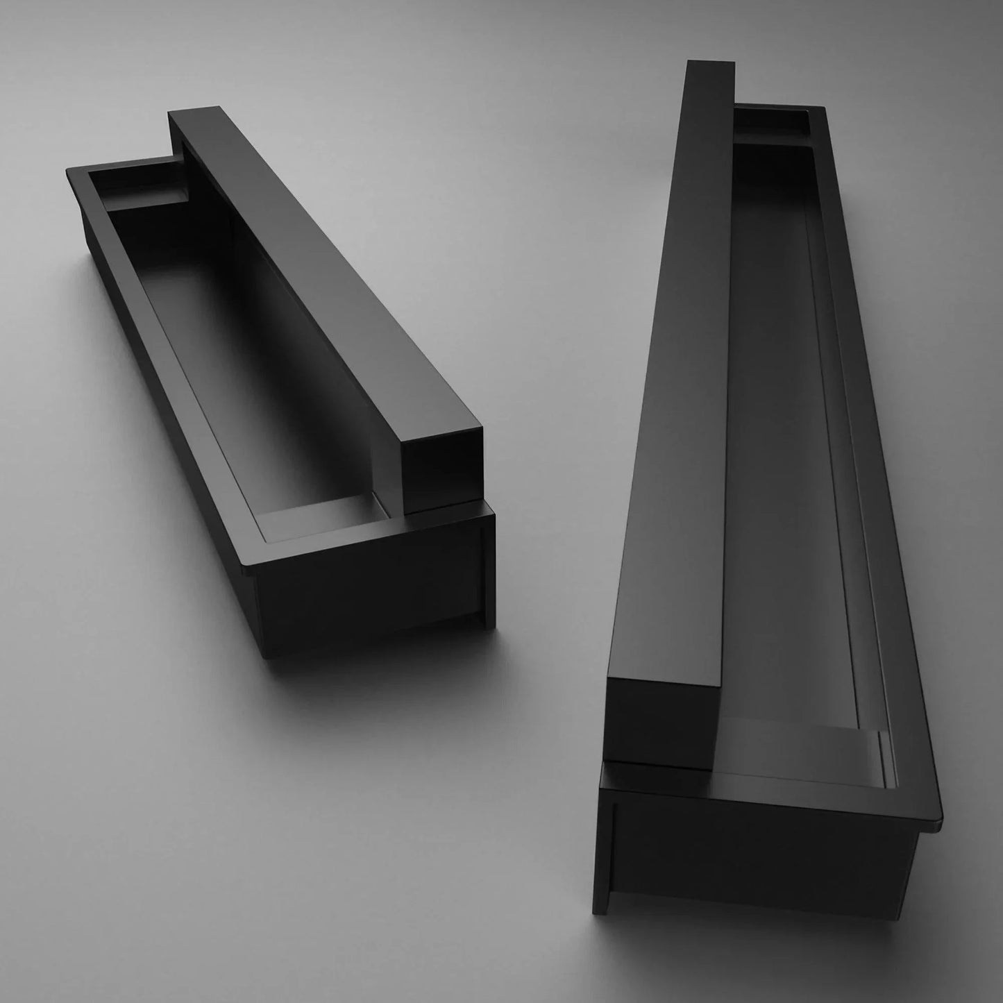 Modern Recessed Cabinet Pulls Matte Pearl Black Nickel - KAHO Hardware