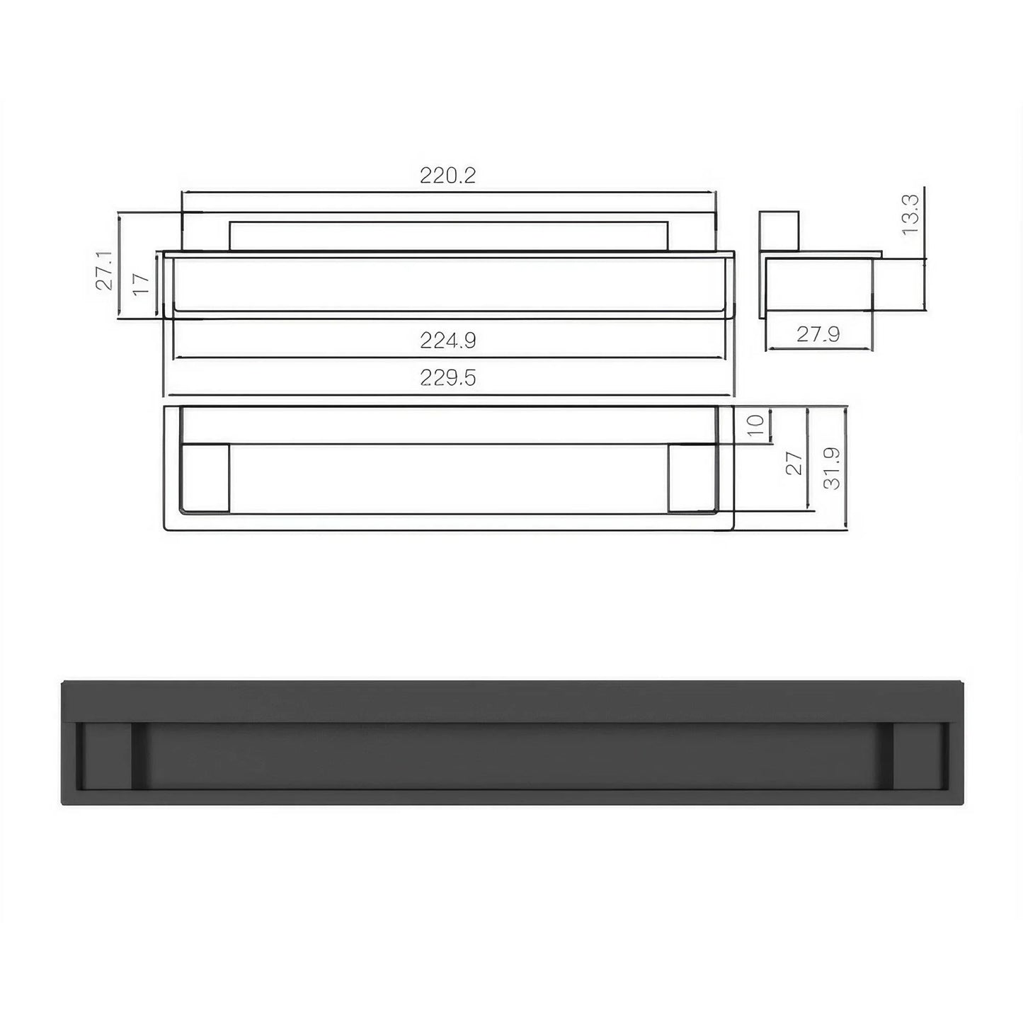 Modern Recessed Cabinet Pulls Matte Pearl Black Nickel - KAHO Hardware