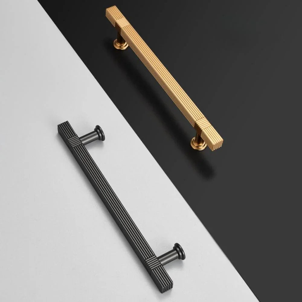 Light Luxury Stripe Nickel Finish Cabinet Bar Pulls T-Bar Knobs - KAHO Hardware