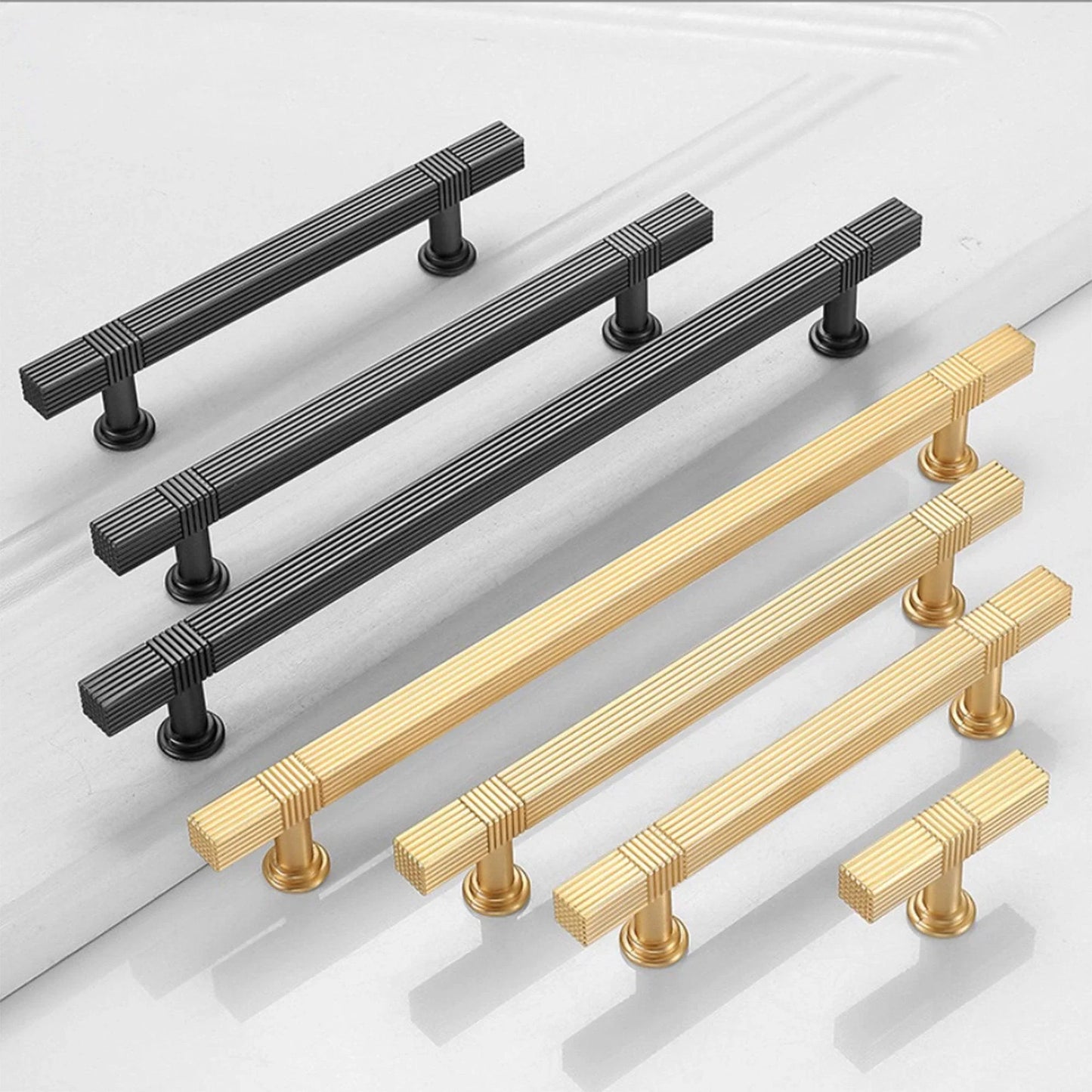 Light Luxury Stripe Nickel Finish Cabinet Bar Pulls T-Bar Knobs - KAHO Hardware