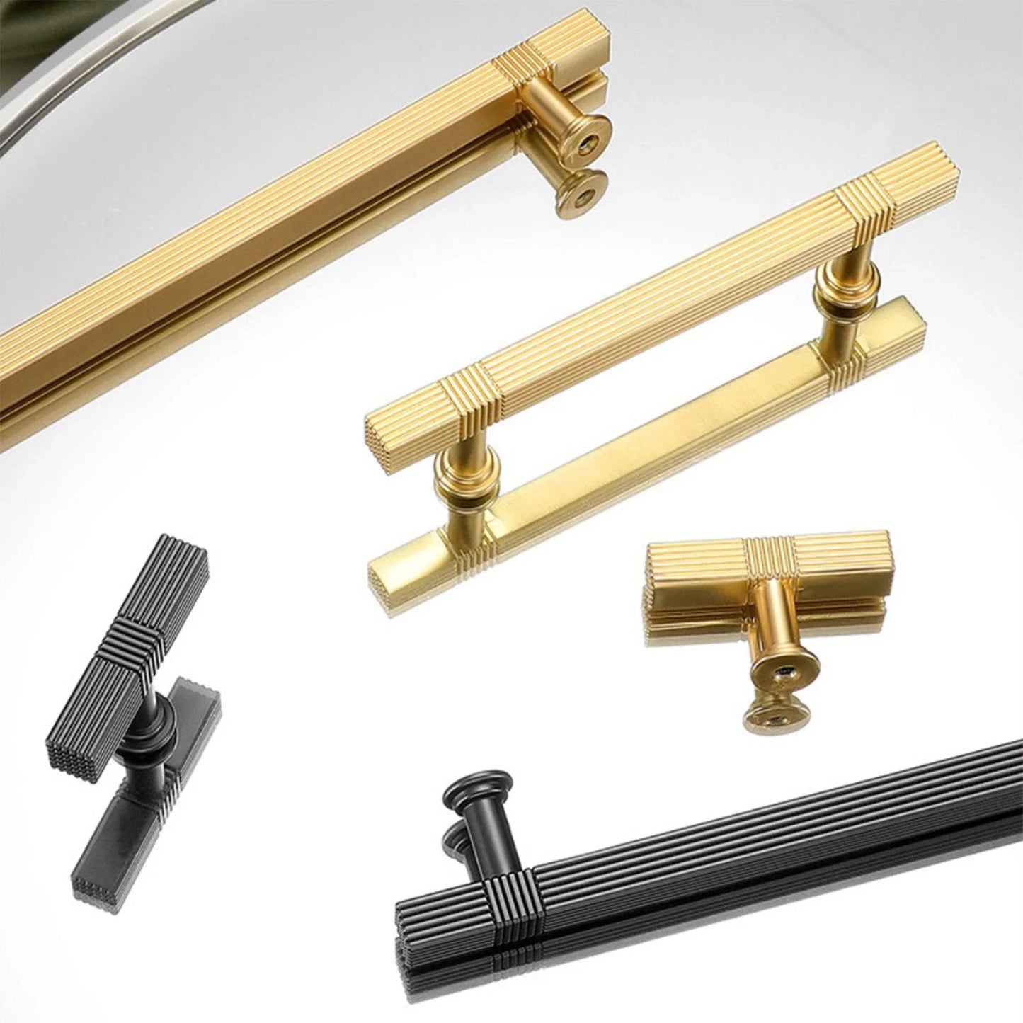 Light Luxury Stripe Nickel Finish Cabinet Bar Pulls T-Bar Knobs - KAHO Hardware