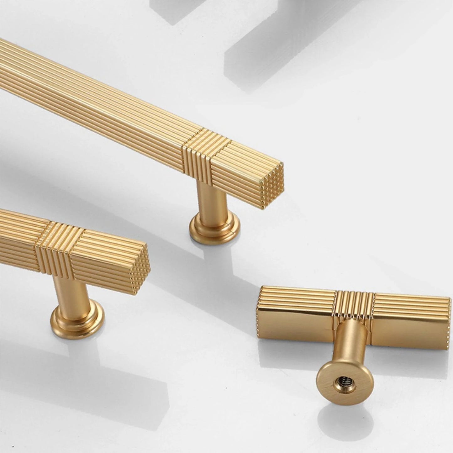Light Luxury Stripe Nickel Finish Cabinet Bar Pulls T-Bar Knobs - KAHO Hardware