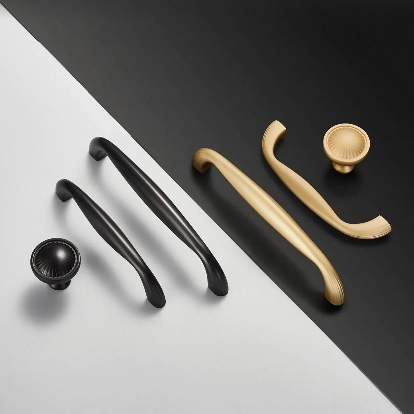 Modern Minimalist Curved Kitchen Cabinet Knobs and Pulls - KAHO Hardware