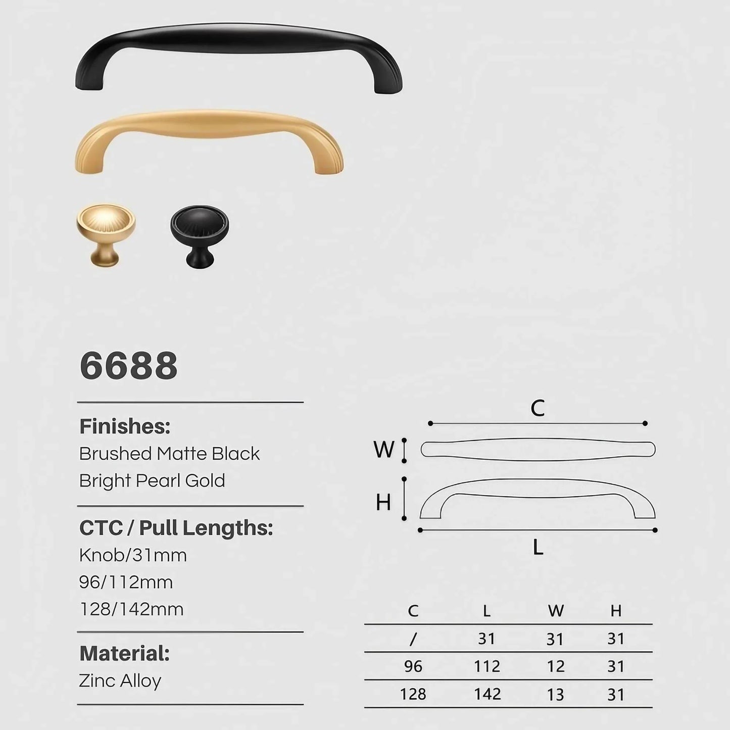 Modern Minimalist Curved Kitchen Cabinet Knobs and Pulls - KAHO Hardware