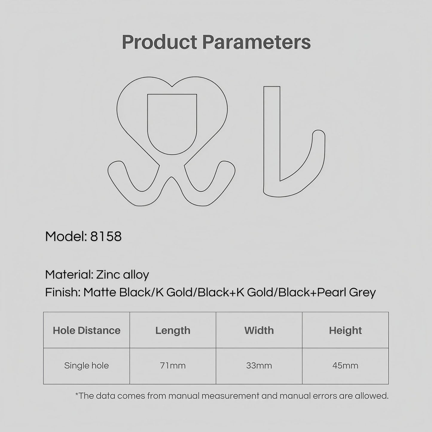 Heart Double Decorative Hooks - KAHO Hardware