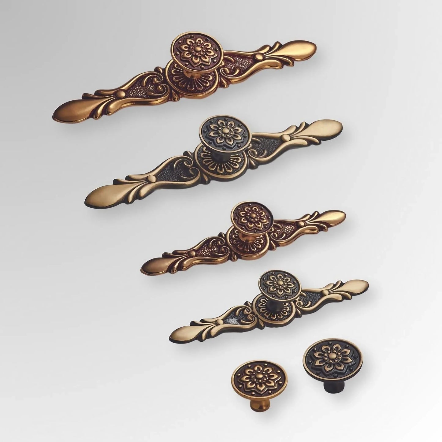 Retro Mushroom Shape Brass Dresser Knobs with Backplate Vintage Pulls - KAHO Hardware