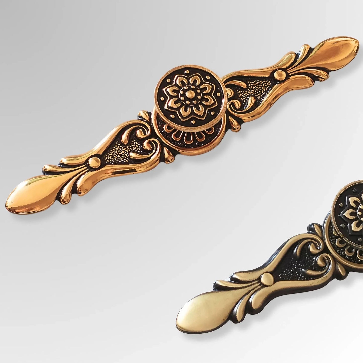 Retro Mushroom Shape Brass Dresser Knobs with Backplate Vintage Pulls - KAHO Hardware