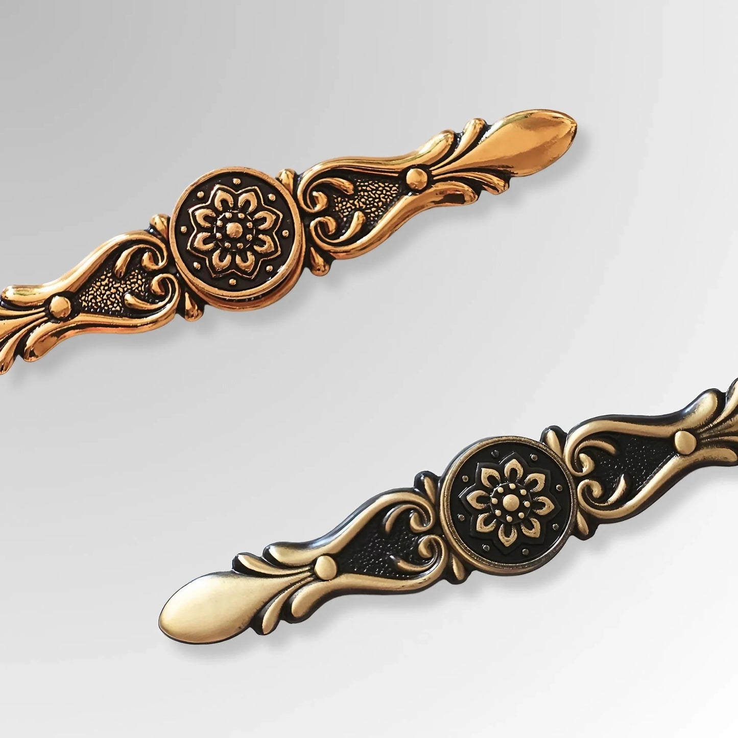 Retro Mushroom Shape Brass Dresser Knobs with Backplate Vintage Pulls - KAHO Hardware