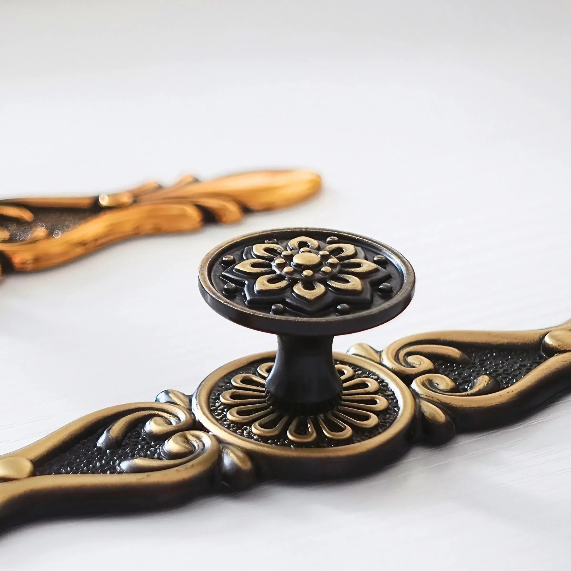 Retro Mushroom Shape Brass Dresser Knobs with Backplate Vintage Pulls - KAHO Hardware