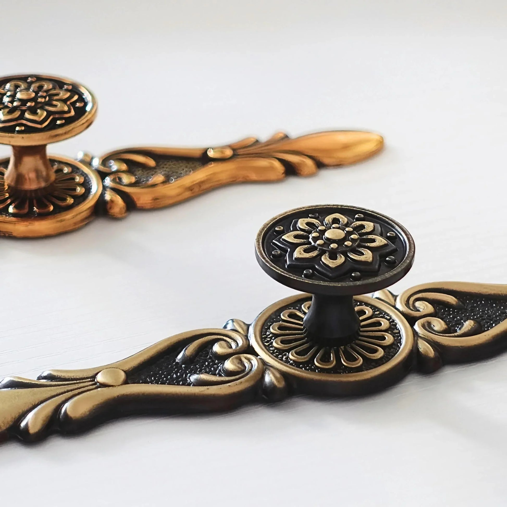 Retro Mushroom Shape Brass Dresser Knobs with Backplate Vintage Pulls - KAHO Hardware