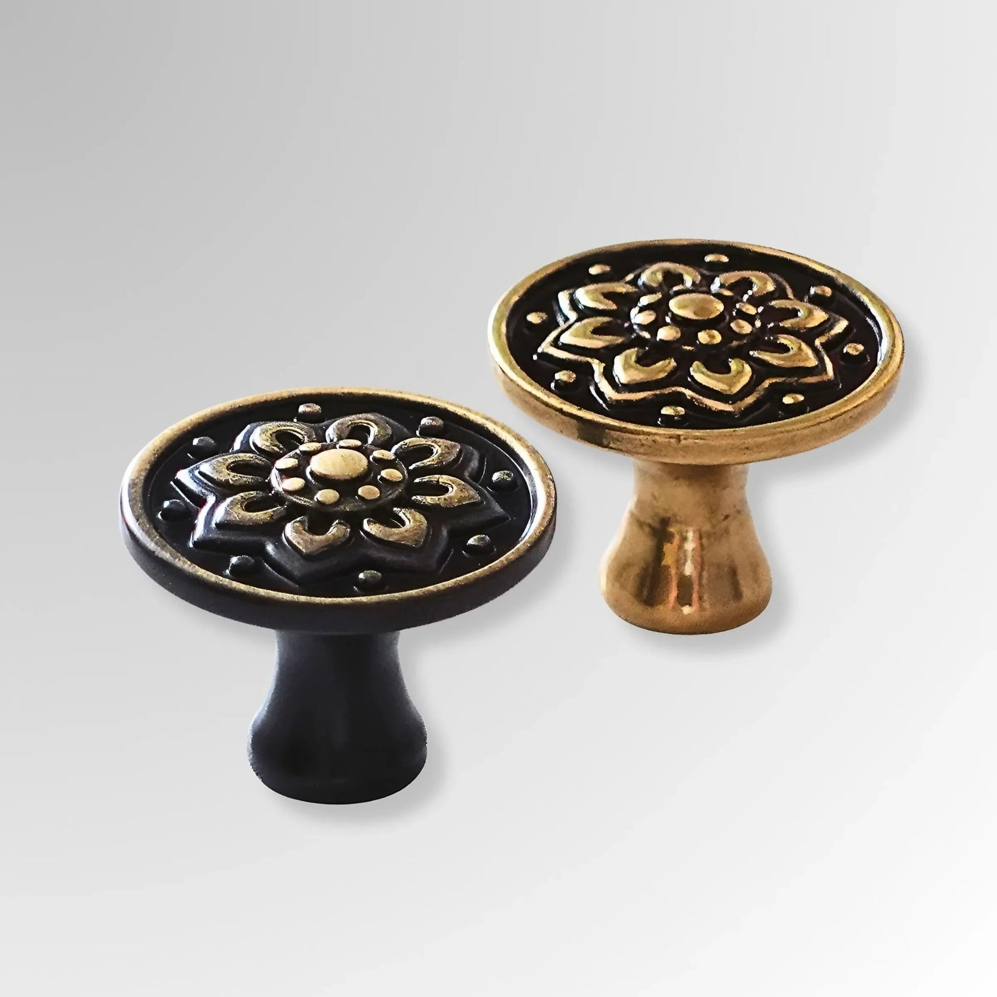 Retro Mushroom Shape Brass Dresser Knobs with Backplate Vintage Pulls - KAHO Hardware