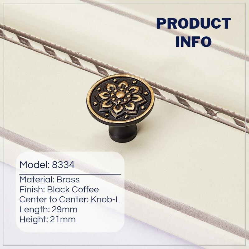 Retro Mushroom Shape Brass Dresser Knobs with Backplate Vintage Pulls - KAHO Hardware