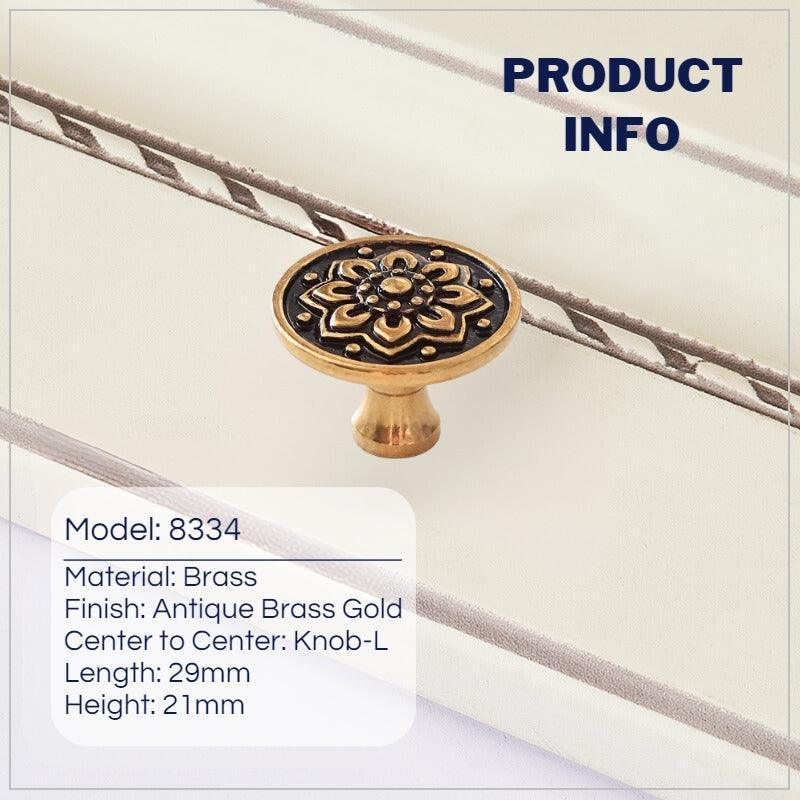 Retro Mushroom Shape Brass Dresser Knobs with Backplate Vintage Pulls - KAHO Hardware