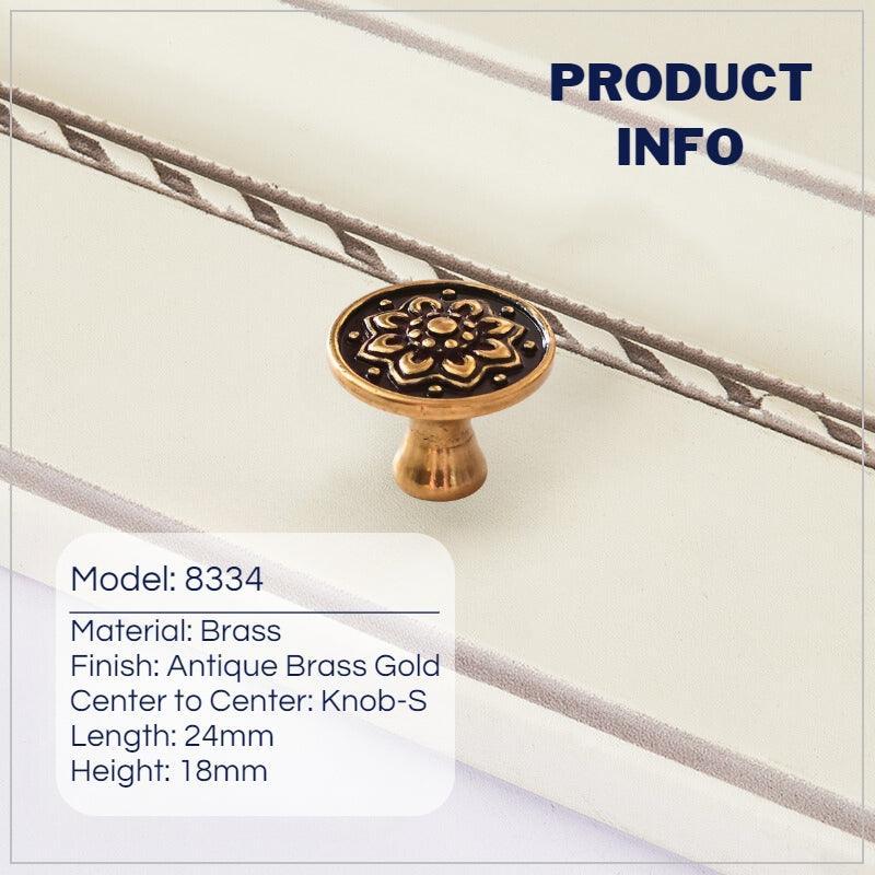 Retro Mushroom Shape Brass Dresser Knobs with Backplate Vintage Pulls - KAHO Hardware