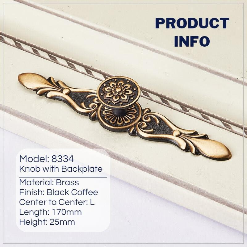 Retro Mushroom Shape Brass Dresser Knobs with Backplate Vintage Pulls - KAHO Hardware