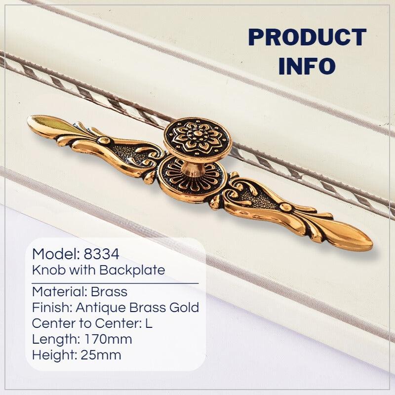 Retro Mushroom Shape Brass Dresser Knobs with Backplate Vintage Pulls - KAHO Hardware