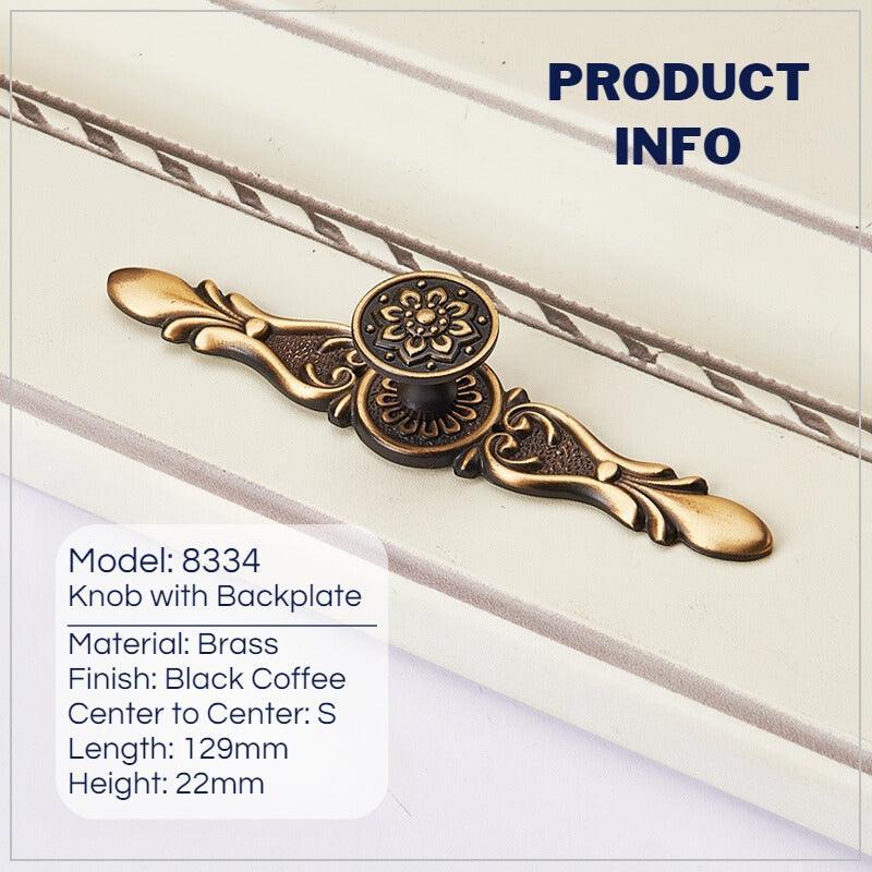 Retro Mushroom Shape Brass Dresser Knobs with Backplate Vintage Pulls - KAHO Hardware