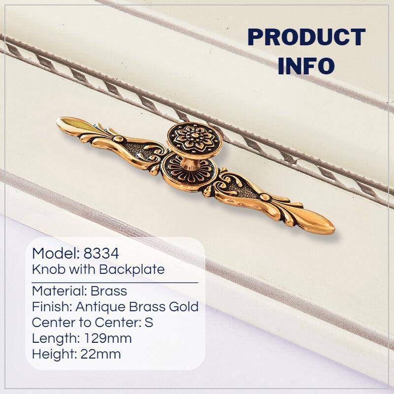 Retro Mushroom Shape Brass Dresser Knobs with Backplate Vintage Pulls - KAHO Hardware