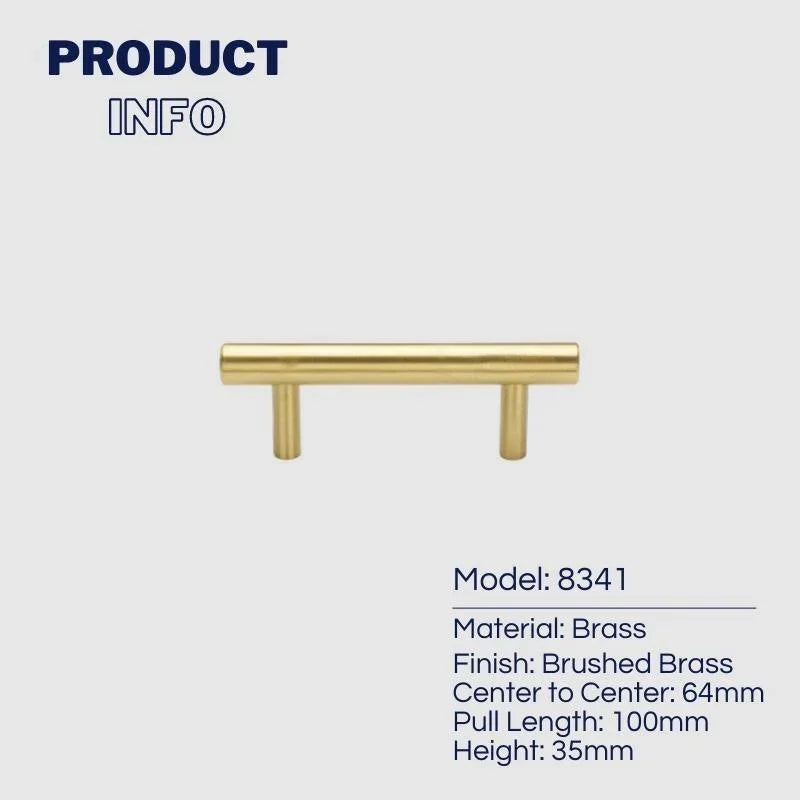 Solid Brass T-bar Kitchen Cabinet Handles - KAHO Hardware